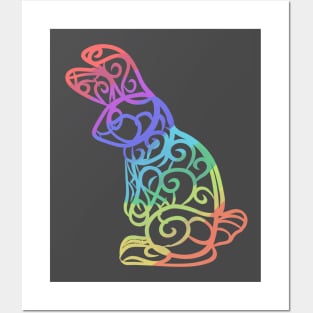 Rainbow fancy rabbit t-shirt coffee mugs magnets stickers masks Posters and Art